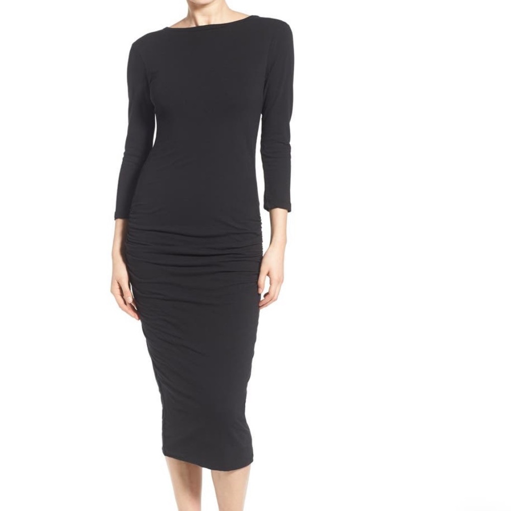 James Perse Low Back Skinny Black Dress